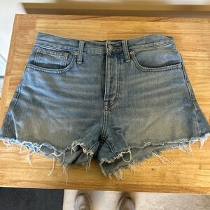 Madewell Blue Distressed Jean Shorts